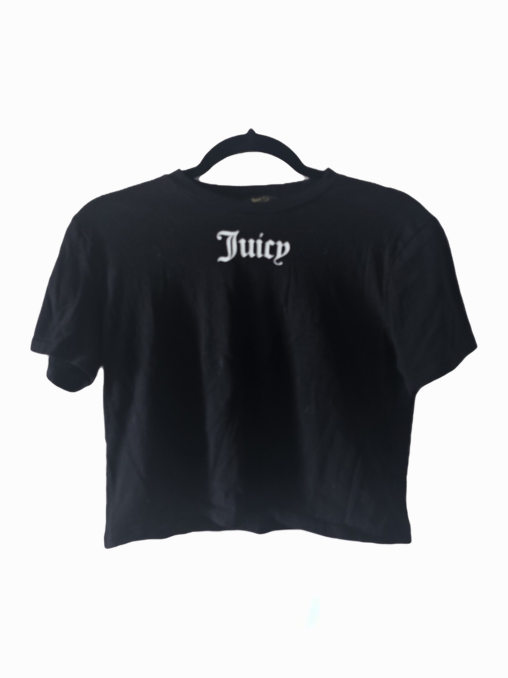 Juicy Couture Black Crop Top with White 'Juicy' Logo
